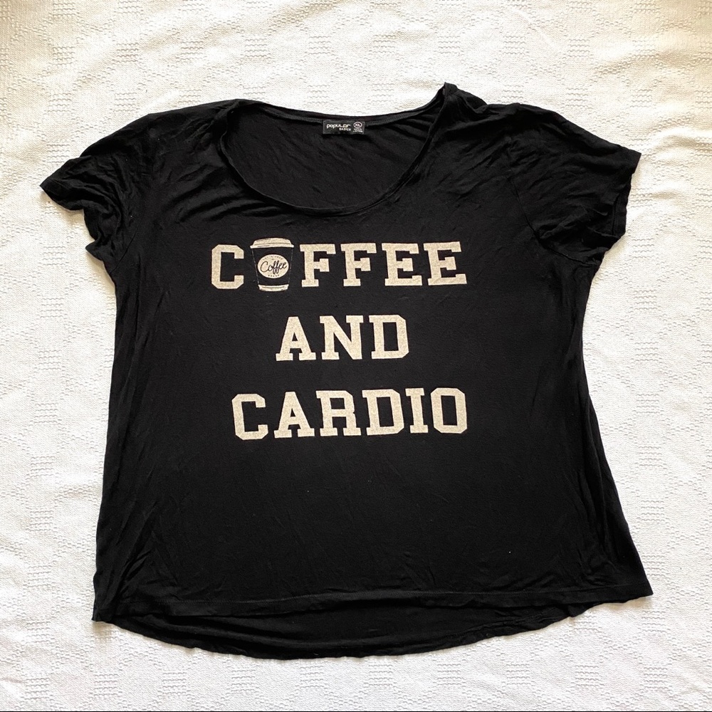 Coffee And Cardio Scoop Neck Graphic Tee